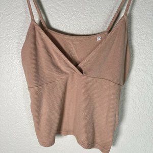 Nude Tan Ribbed Crop Top Size S
